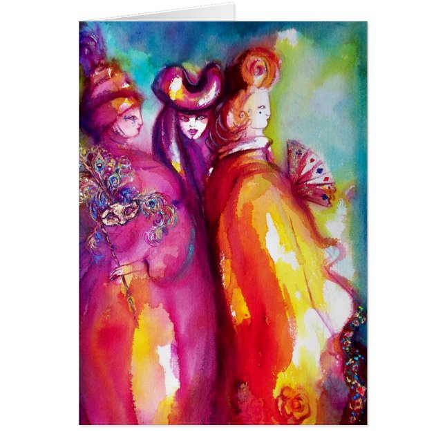 TREDJE MASK/VENETISK MASQUERADE HÄLSNINGSKORT (Framsidan)