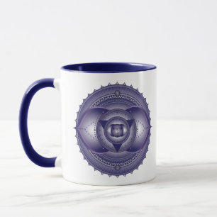 Tredje Öga Chakra Indigo Blue Mandala två Tone Mug Mugg