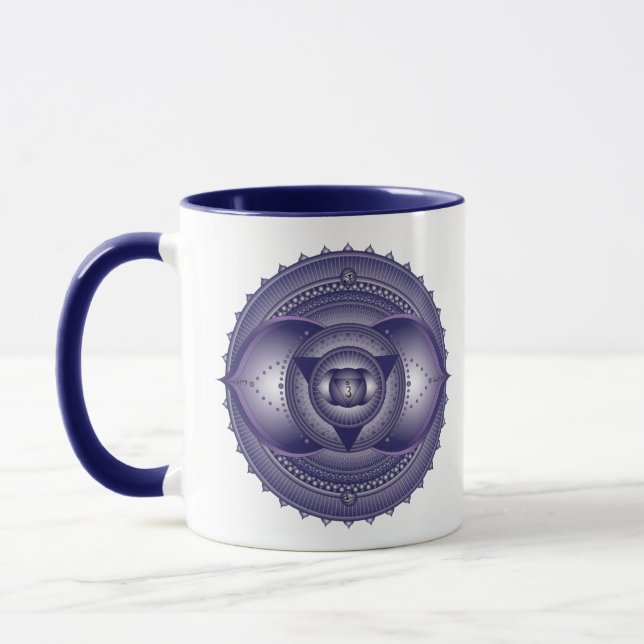 Tredje Öga Chakra Indigo Blue Mandala två Tone Mug Mugg (Vänster)