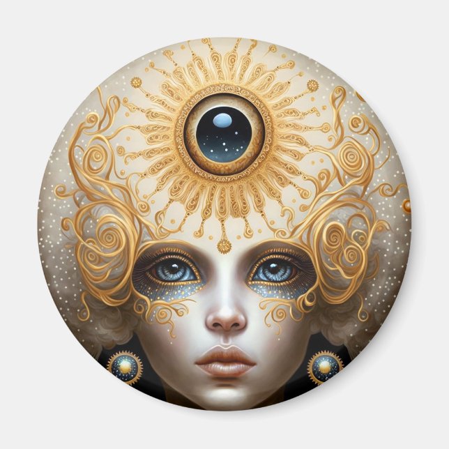 Tredje Öga guddess Fantasy Art Magnet (Framsidan)