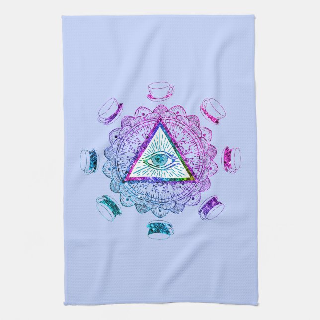 Tredje Öga - hela Öga-kaffe Kopp Kökshandduk (Vertikal)