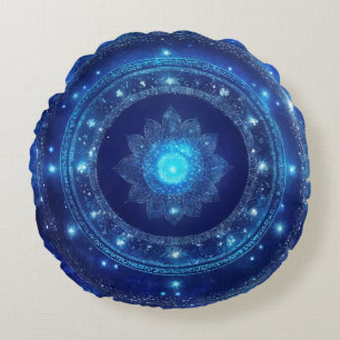 Tredje Ögon Chakra Blå Mandala Meditation Rund Kudde