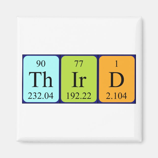 Tredje periodiska magneten bord namn magnet (Framsidan)