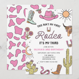 Tredje Rodeo Rosa Western 3-årsfest Inbjudningar
