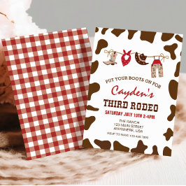 Tredje rodeo Western Cowboy 3:e födelsedagen Inbjudningar