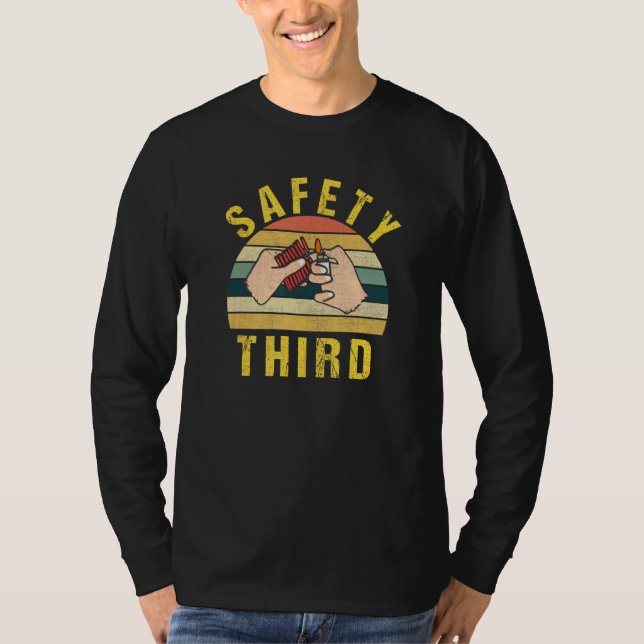 Tredje säkerhetsvarningen Fireworks-brandsläckare  T Shirt (Framsida)