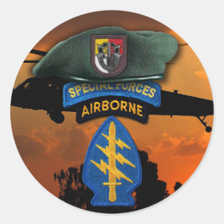 Tredje Speciella styrkans Grönt berets SF SFG SOF  Runt Klistermärke