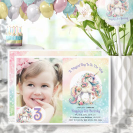 Tredje tredjedels Födelsedagsfesten Unicorn Pastel Inbjudningar