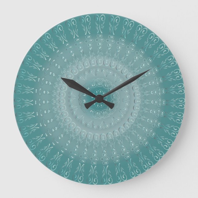 Tredny Blue Mandala Mönster Stor Klocka (Framsida)