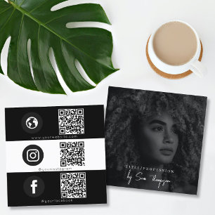Tredubbel ikon QR-kod Foto Business Social Media Fyrkantigt Visitkort