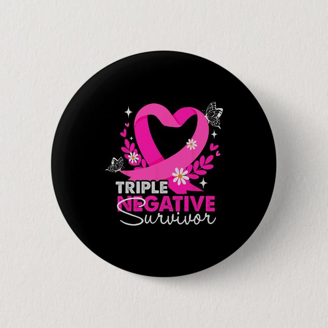 Tredubbel Negativ Survivor Breast Cancer Awareness Knapp (Framsida)
