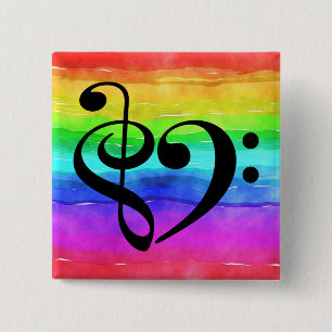 Tredubbel skrubbskädda Musical Heart Rainbow Rand Knapp
