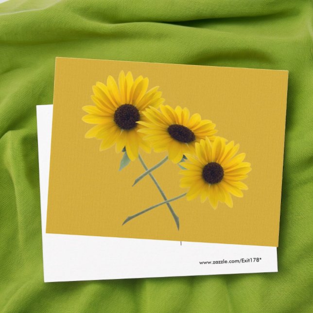 Tredubbel solros Lägg till ditt eget foto Vykort (sunflower photo postcard front and blank back)