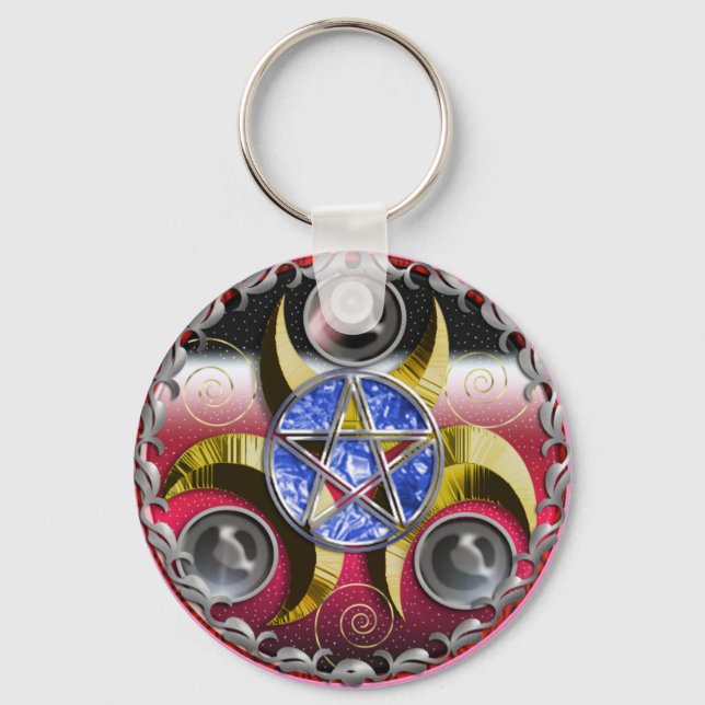 tredubbla måne pentacle nyckelring (Framsida)