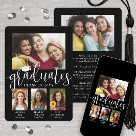 Tredubbla Studenten Photo Collage Black White-led Meddelande