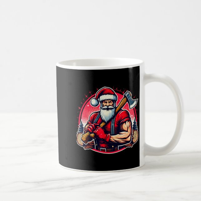 Tree Cutter Santa Funny Lumberjack Christmas Logge Kaffemugg (Höger)