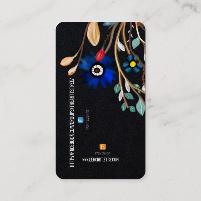 TREE FACEBOOK AND ETSY HANDMADE LOGO BUSINESS CARD VISITKORT (Baksida)