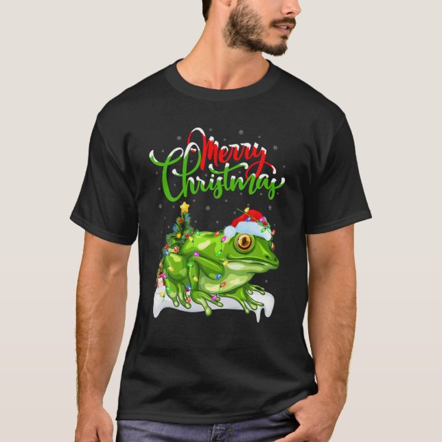 Tree Frog Animal Lover Xmas Lighting Tree Frog Chr T Shirt (Framsida)