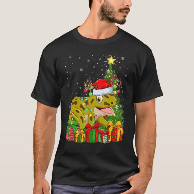 Tree Frog   Xmas Holiday Santa Tree Frog Christmas T Shirt (Framsida)