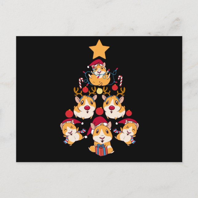 Tree guinea pig Christmas animals lover Vykort (Framsida)