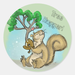 Tree hugger! Ekorre Runt Klistermärke