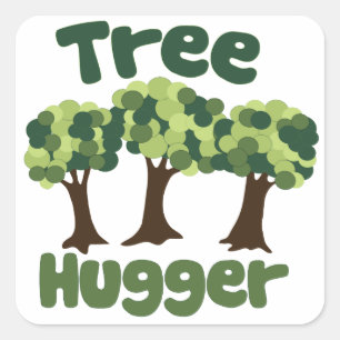 Tree hugger fyrkantigt klistermärke