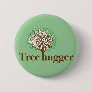 Tree hugger med trädillustrationen knapp