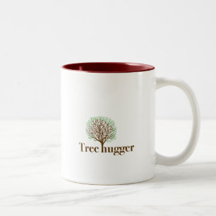 Tree hugger med trädillustrationen Två-Tonad mugg