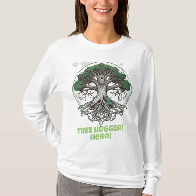 Tree hugger - Miljömedvetenhet T Shirt (Framsida)