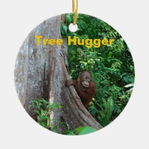 Tree hugger natur julgransprydnad keramik