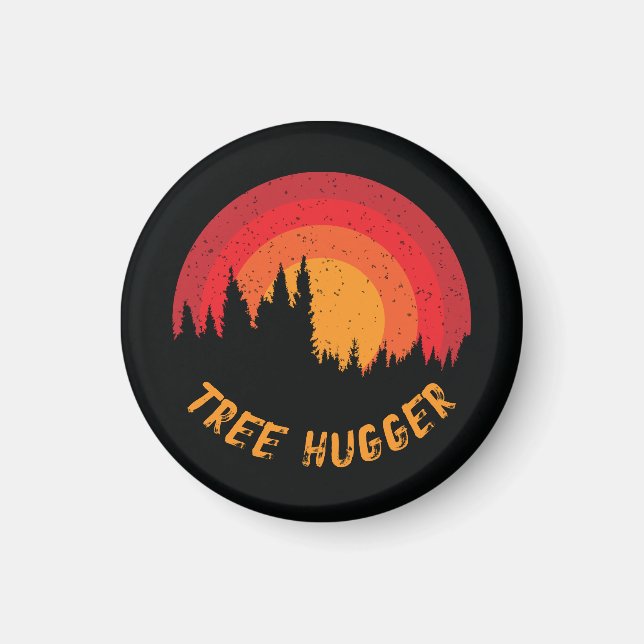 Tree hugger Retro Distress-miljöalist Magnet (Framsidan)