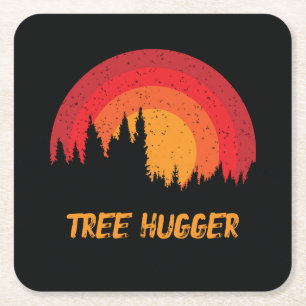 Tree hugger Retro Distress-miljöalist Underlägg Papper Kvadrat