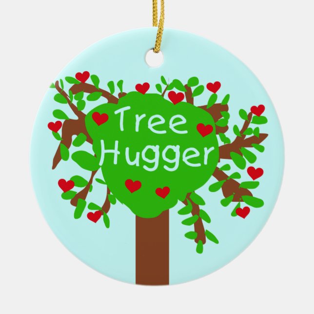 Tree hugger T-tröja och gåvor Julgransprydnad Keramik (Framsidan)