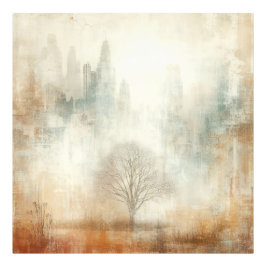 Tree In A City Scape Old Photo Graphic Design Fototryck