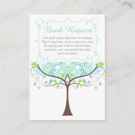 Tree in Blue and Green Baby Shower Book Request Tilläggskort