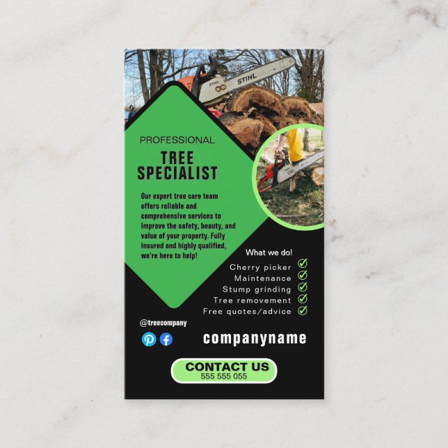TREE landscape gardener Business Card Visitkort (Framsida)