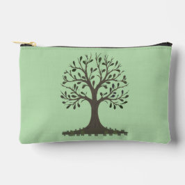 🌳 Tree of Life Accessory Pouch - Green & White