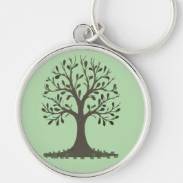 🌳 Tree of Life Aluminium Keychain Rund Silverfärgad Nyckelring