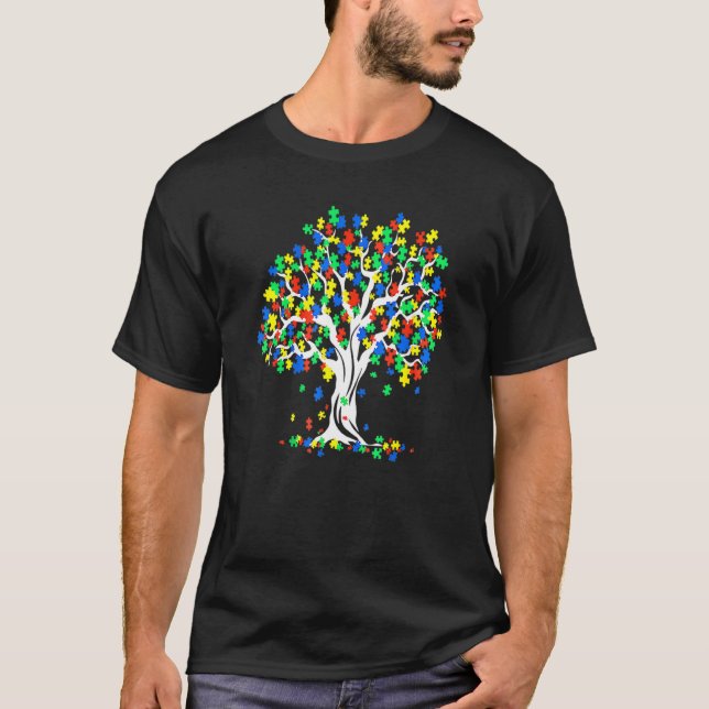 Tree Of Life Autism Medvetenhet Månad T-Shirt Asd  (Framsida)