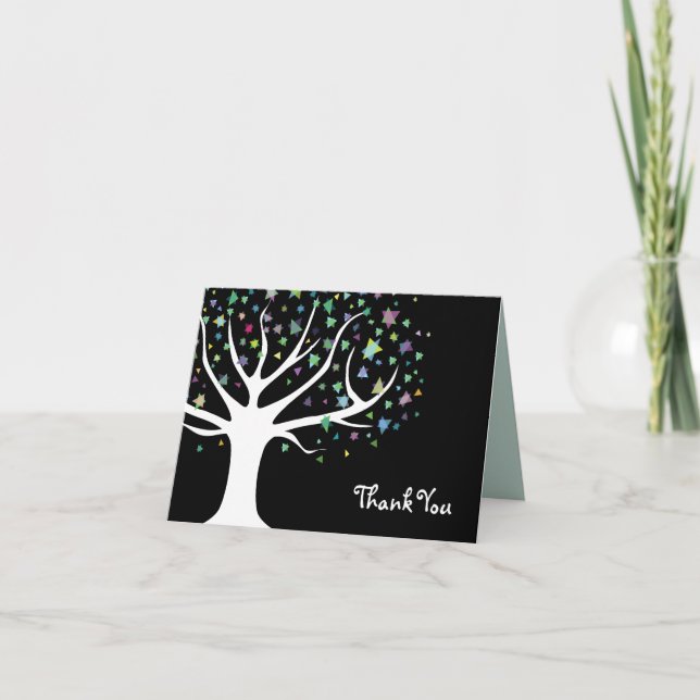 Tree of Life Bat Mitzvah Folded Thank You Card Tack Kort (Framsida)