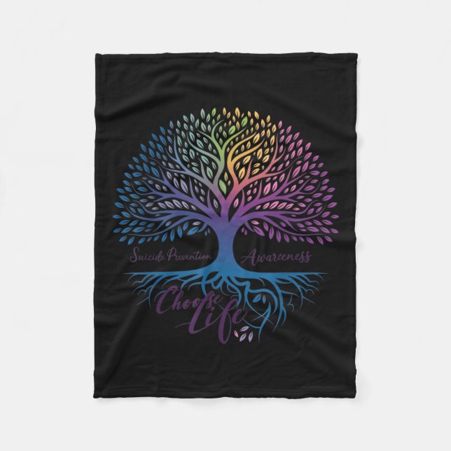 Tree Of Life Choose Life Suicide Prevention Awaren Fleecefilt (Framsidan)