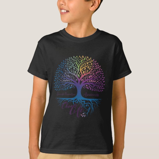 Tree Of Life Choose Life Suicide Prevention Awaren T Shirt (Framsida)