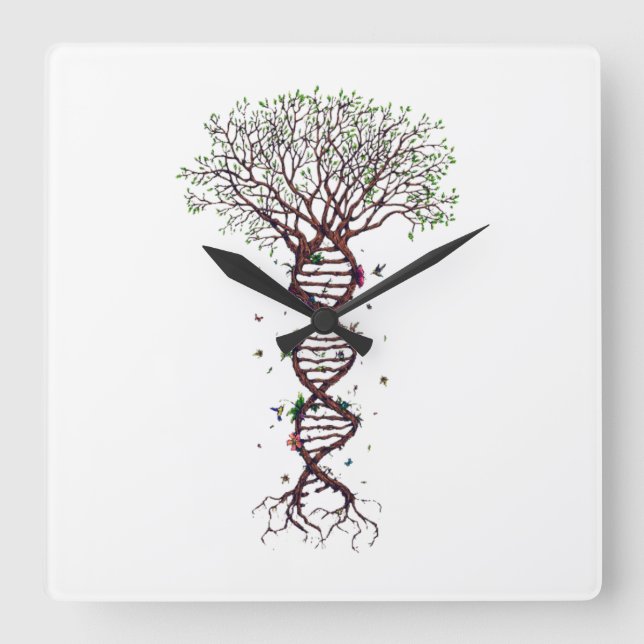 Tree of Life DNA Genetics Biology Environment Fyrkantig Klocka (Framsida)