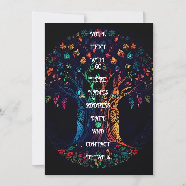 Tree of Life in full Stained Glass Mosaic Colour . Inbjudningar (Framsida)