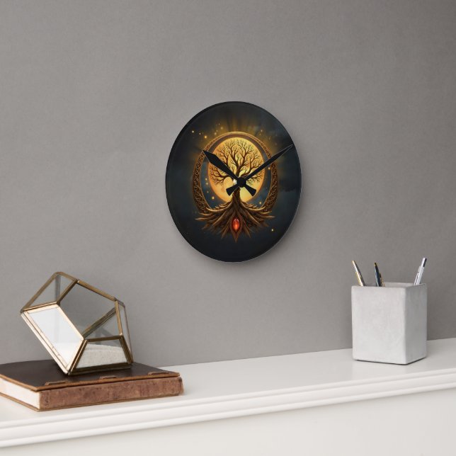 Tree of Life – Moonlit Enlightenment Rund Klocka (Kontor)