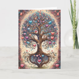 Tree of Life Pastel Hearts Valentine's Day Kort