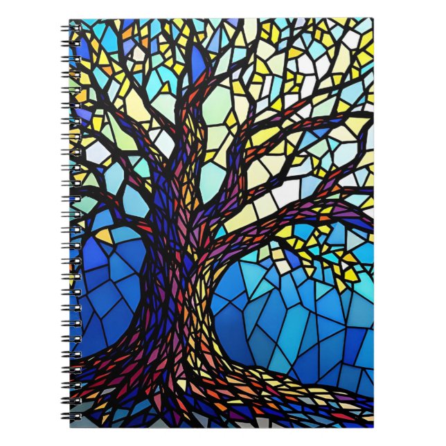 Tree of Life Shattered Glass Mosaic Anteckningsbok (Framsidan)