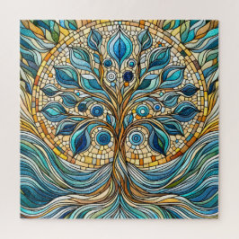 Tree of Life Shattered Glass Mosaic Aqua Blues Pussel