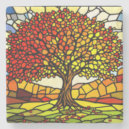 Tree of Life Shattered Glass Mosaic Autumn Colors Stenunderlägg