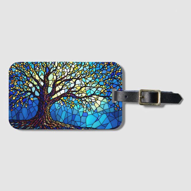 Tree of Life Shattered Glass Mosaic Bagagebricka (Framsida horisontal)